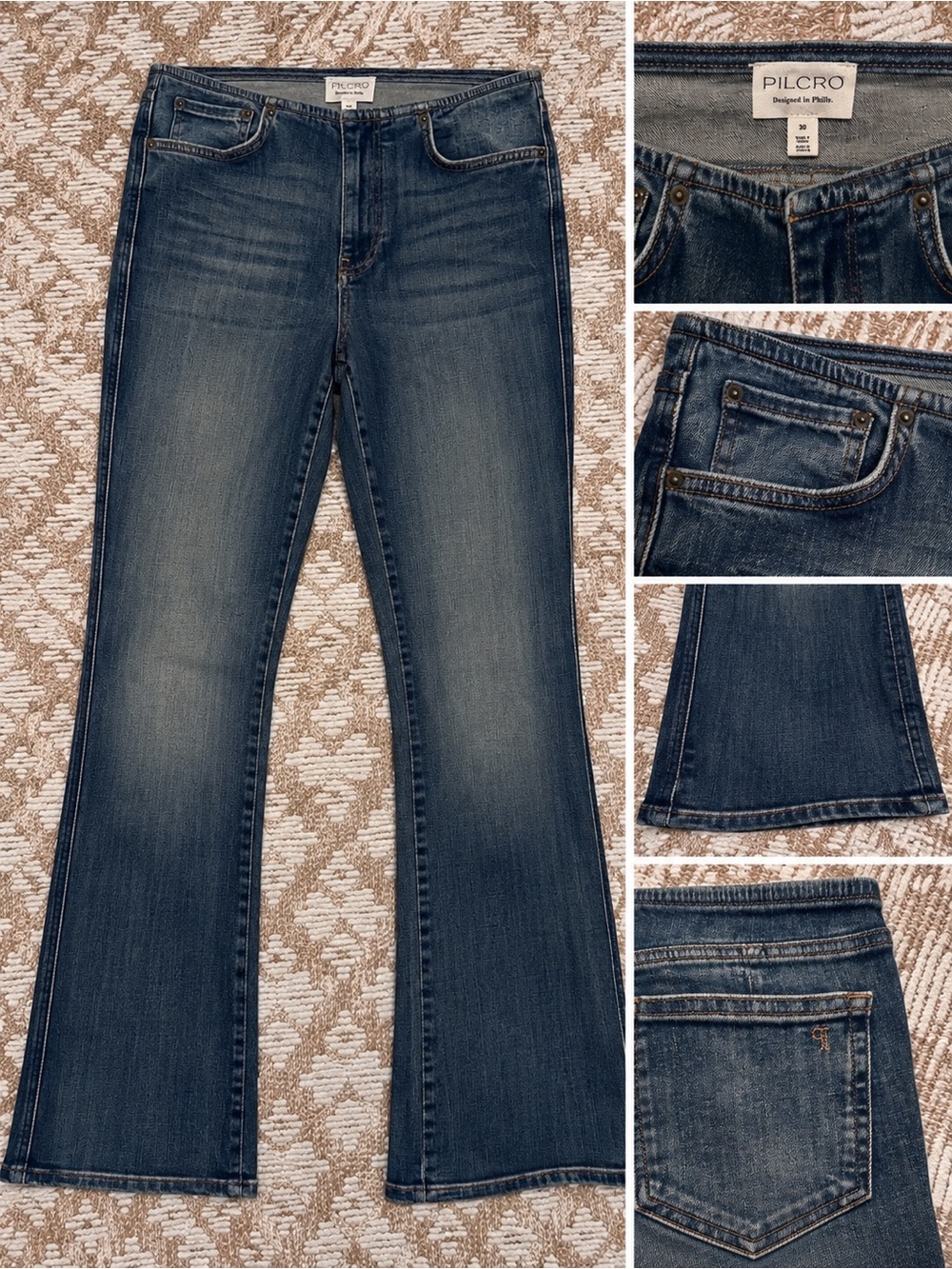 Pilcro Dark Blue Flare Jeans